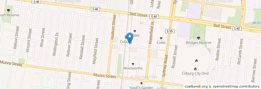 Mapa de ubicacion de Coburg Station Books Fridge en オーストラリア, ビクトリア, City Of Moreland.