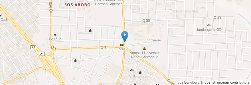 Mapa de ubicacion de Gare warren Habitat en 코트디부아르, 아비장, Abobo.