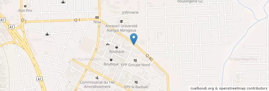 Mapa de ubicacion de Station de lavage en Côte D'Ivoire, Abidjan, Abobo.
