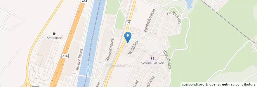 Mapa de ubicacion de Treff. 6038 en Zwitserland, Luzern, Gisikon.