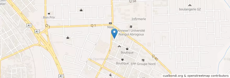 Mapa de ubicacion de Kiosque en Côte D'Ivoire, Abidjan, Abobo.