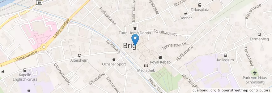 Mapa de ubicacion de Artisti en Suíça, Valais/Wallis, Brig, Brig-Glis.