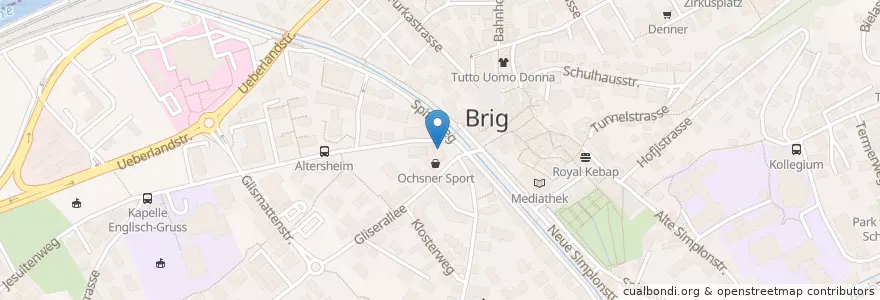 Mapa de ubicacion de Migros Bank en 스위스, Valais/Wallis, Brig, Brig-Glis.