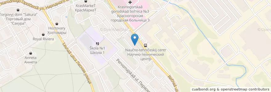 Mapa de ubicacion de Арт-Медиа-Центр en 俄罗斯/俄羅斯, Центральный Федеральный Округ, 莫斯科州, Городской Округ Красногорск.