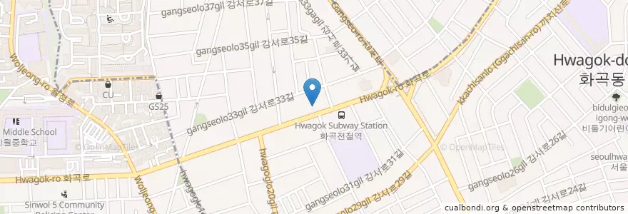 Mapa de ubicacion de 맘스터치 화곡역점 en 대한민국, 서울, 강서구, 화곡3동.