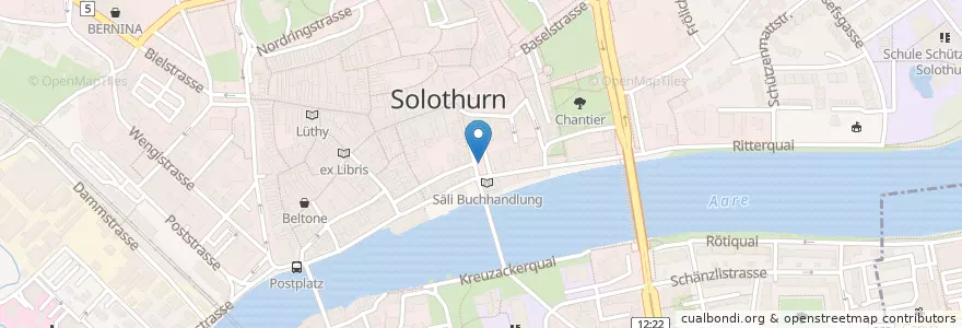 Mapa de ubicacion de Klosterplatz-Brunnen en 瑞士, Solothurn, Amtei Solothurn-Lebern, Bezirk Solothurn, Bezirk Wasseramt, Solothurn.
