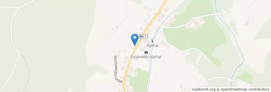 Mapa de ubicacion de Poscht Cafe en スイス, Schwyz, Schwyz, Alpthal.