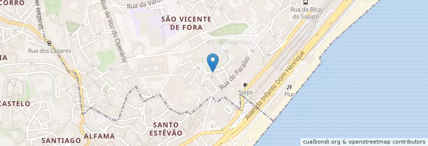 Mapa de ubicacion de Tasca da Preta en ポルトガル, Lisboa, Grande Lisboa, リスボン, São Vicente.
