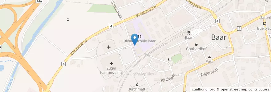 Mapa de ubicacion de Blindenschule Baar en Zwitserland, Zug, Baar.