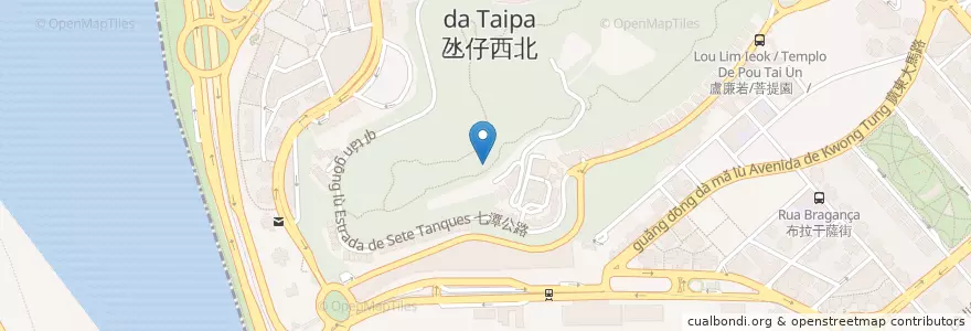 Mapa de ubicacion de 伯樂亭 en China, Guangdong, Macau, Taipa, 珠海市, 嘉模堂區 Nossa Senhora Do Carmo, Coloane, 香洲区, 聖方濟各堂區.