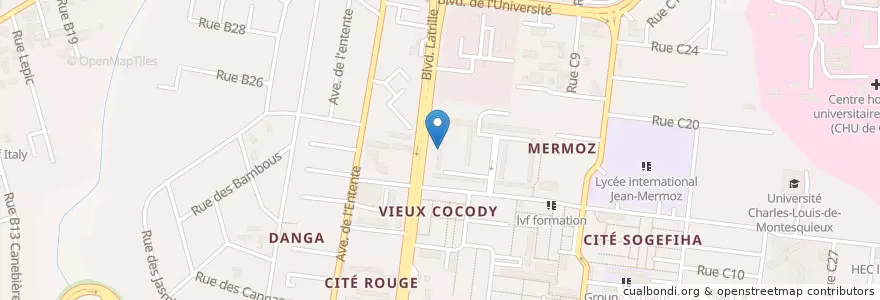 Mapa de ubicacion de Restaurant Archanges en Côte D'Ivoire, Abidjan, Cocody.