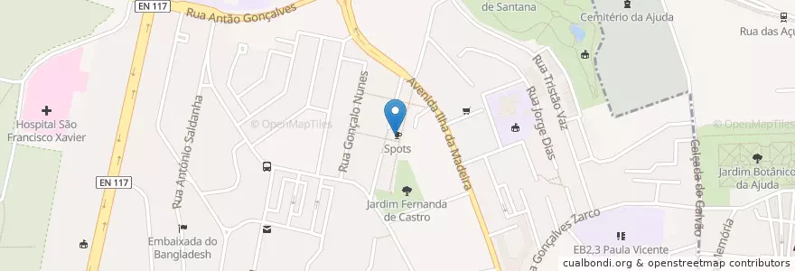 Mapa de ubicacion de Spots en ポルトガル, Área Metropolitana De Lisboa, Lisboa, Grande Lisboa, リスボン, Belém.