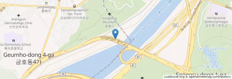 Mapa de ubicacion de 용비교아래쉼터 en Corée Du Sud, Séoul, 성동구.