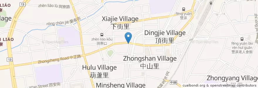Mapa de ubicacion de 黑胡椒牛排 en 台湾, 台中市, 豊原区.