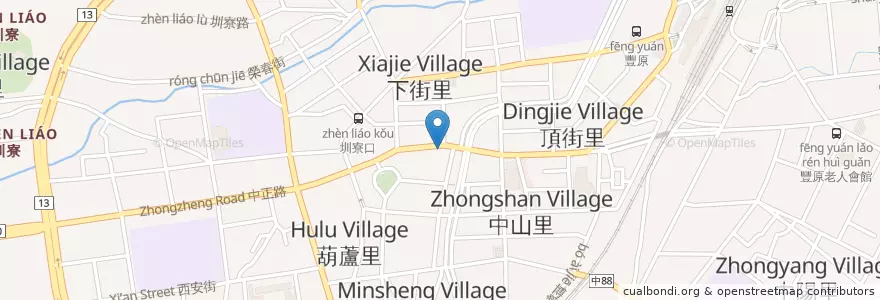 Mapa de ubicacion de Mu's Mu's 沐泀奶昔餐廳 en Taiwan, Taichung, Distretto Di Fengyuan.