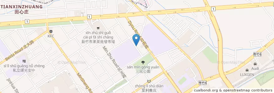 Mapa de ubicacion de 領頭羊 en 臺灣, 臺灣省, 新竹市, 東區.