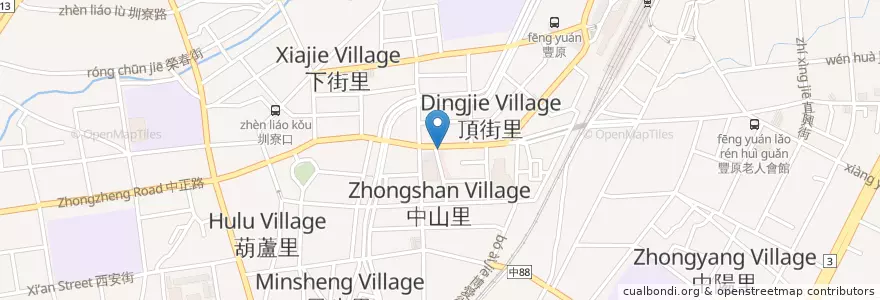 Mapa de ubicacion de 菱角酥 en Taiwan, Taichung, Fengyuan District.