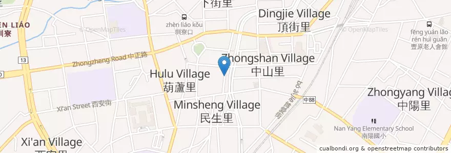 Mapa de ubicacion de 橫街尾停車場 en 臺灣, 臺中市, 豐原區.