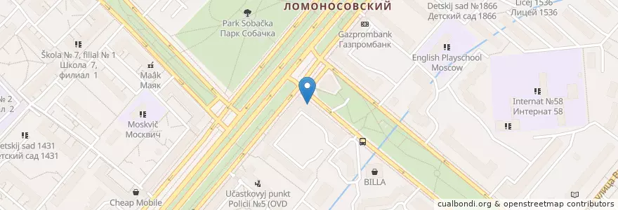 Mapa de ubicacion de Инвитро en Russia, Distretto Federale Centrale, Москва, Юго-Западный Административный Округ, Ломоносовский Район.