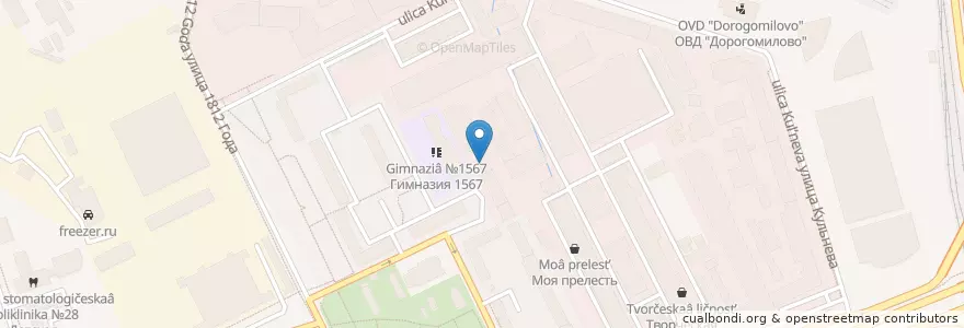 Mapa de ubicacion de Rodina en Rusland, Centraal Federaal District, Moskou, Западный Административный Округ.