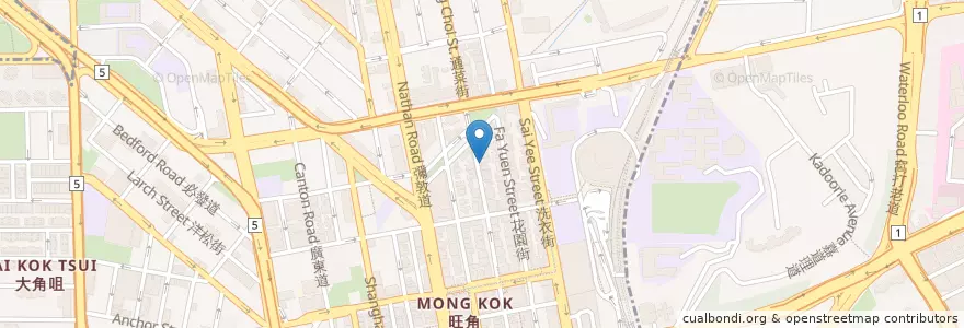 Mapa de ubicacion de 紅茶冰室 Red Tea Cafe en 중국, 광둥성, 홍콩, 가우룽, 신제, 油尖旺區 Yau Tsim Mong District.
