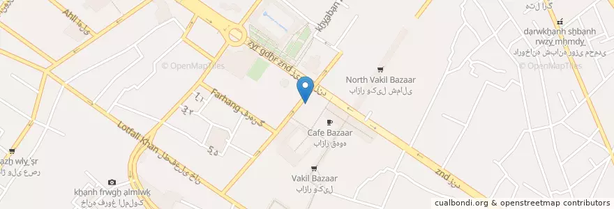 Mapa de ubicacion de خانه فرهنگی وکیل en イラン, ファールス, شهرستان شیراز, بخش مرکزی, شیراز.