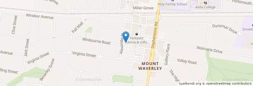 Mapa de ubicacion de Mount Waverley Clinic en Australie, Victoria, City Of Monash.