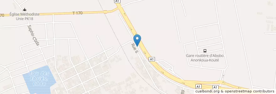 Mapa de ubicacion de Garbadrome en コートジボワール, アビジャン, Abobo.