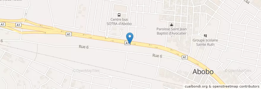 Mapa de ubicacion de Kiosque en Côte D'Ivoire, Abidjan, Abobo.