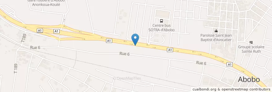 Mapa de ubicacion de Café Les AS en Ivory Coast, Abidjan, Abobo.