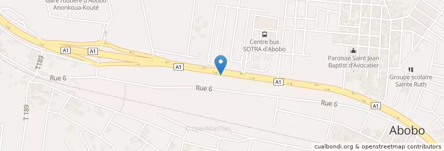 Mapa de ubicacion de Café Express Espace VIP en ساحل عاج, آبیجان, Abobo.
