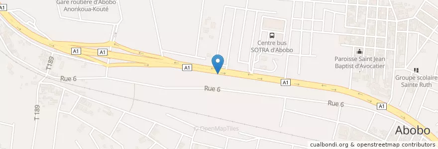 Mapa de ubicacion de Café Express en Costa Do Marfim, Abidjan, Abobo.