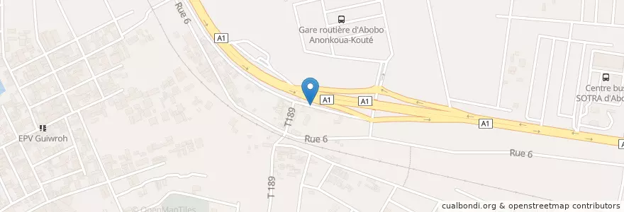 Mapa de ubicacion de Kiosque en Côte D’Ivoire, Abidjan, Abobo.