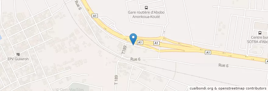 Mapa de ubicacion de Restaurant en Ivory Coast, Abidjan, Abobo.