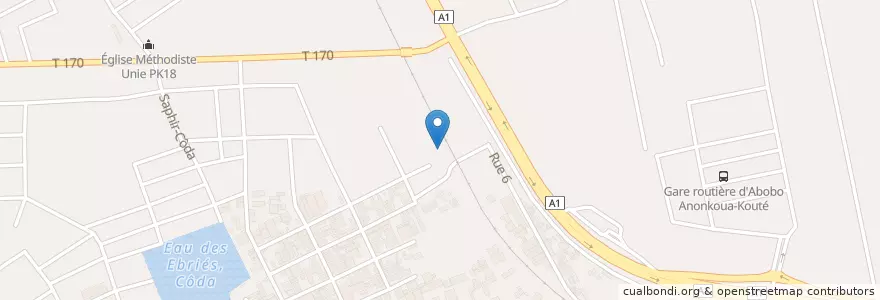 Mapa de ubicacion de Mobil Money en Кот-Д’Ивуар, Абиджан, Abobo.