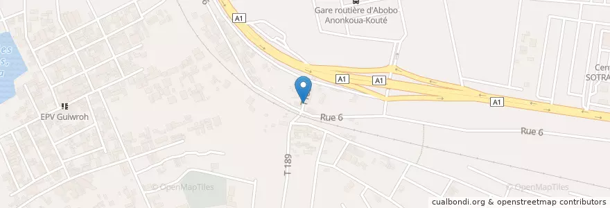 Mapa de ubicacion de Restaurant Africain en コートジボワール, アビジャン, Abobo.