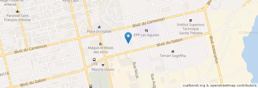 Mapa de ubicacion de Bar Saint Tropez en Côte D’Ivoire, Abidjan, Koumassi.