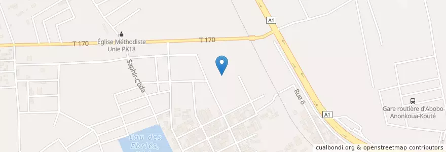 Mapa de ubicacion de Eglise évangélique Nouvelle Jérusalem en コートジボワール, アビジャン, Abobo.