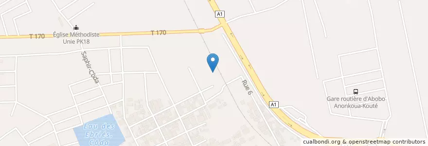 Mapa de ubicacion de Maquis Espace plein air en 코트디부아르, 아비장, Abobo.