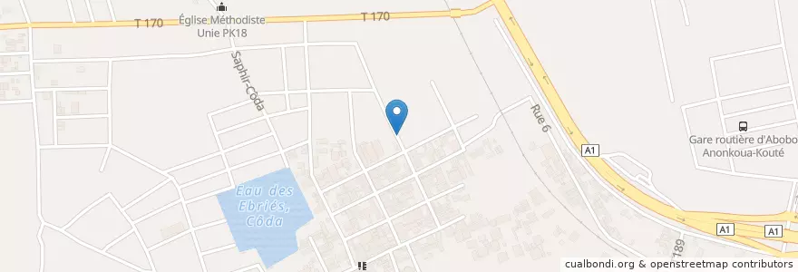 Mapa de ubicacion de Bistro en コートジボワール, アビジャン, Abobo.