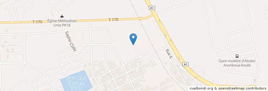 Mapa de ubicacion de Restaurant en ساحل عاج, آبیجان, Abobo.