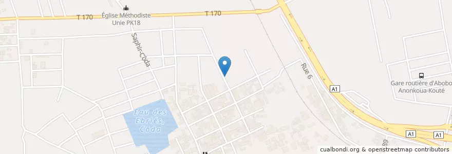 Mapa de ubicacion de Restaurant Ayakoi en ساحل عاج, آبیجان, Abobo.