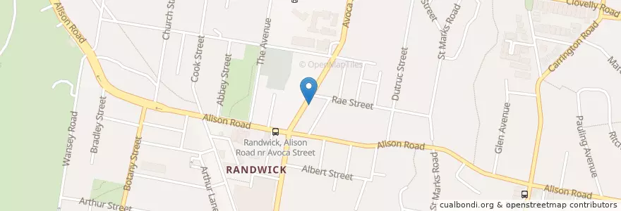 Mapa de ubicacion de Thai Cathriya en Avustralya, New South Wales, Sydney, Randwick City Council.