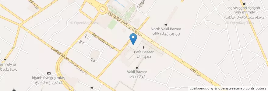 Mapa de ubicacion de Joulep Café en 伊朗, استان فارس, شهرستان شیراز, بخش مرکزی, شیراز.