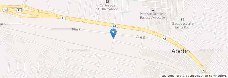 Mapa de ubicacion de ONG Comupasc centre de santé la Fraternité en 코트디부아르, 아비장, Abobo.