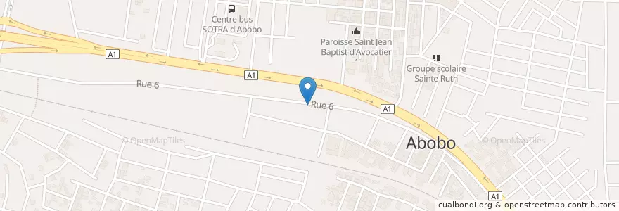 Mapa de ubicacion de Maquis Grande cours en 科特迪瓦, 阿比让, Abobo.