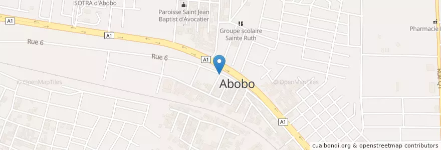 Mapa de ubicacion de WC public en Costa D'Avorio, Abidjan, Abobo.