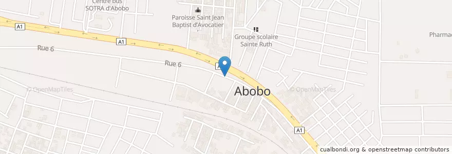 Mapa de ubicacion de WC public en Côte D'Ivoire, Abidjan, Abobo.