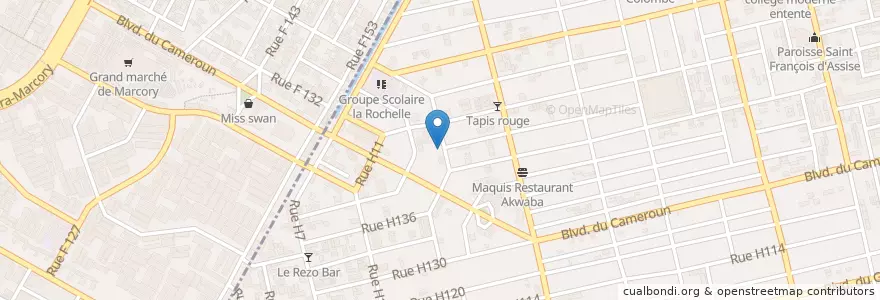 Mapa de ubicacion de Restaurant Espace le Bohneur en Costa De Marfil, Abiyán, Marcory.