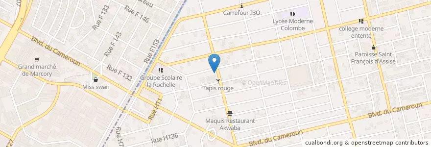 Mapa de ubicacion de Brasserie en Côte D’Ivoire, Abidjan, Marcory.